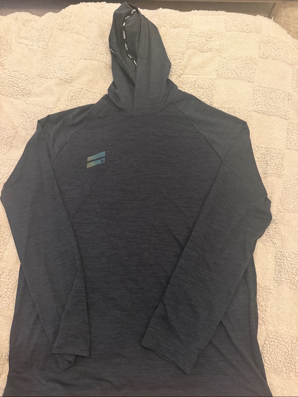 Hurley Men's Hooded Long Sleeve Shirt - Dark Heather Blue